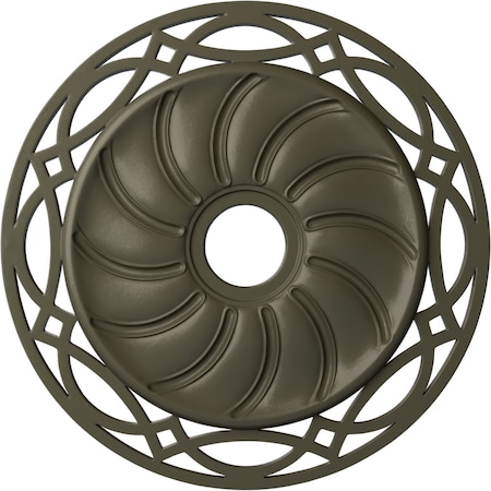 Ekena Millwork Loera Ceiling Medallion (Fits Canopies up to 6 1/4"), 26 5/8"OD x 4 1/2"ID x 1 3/8"P, Witch Hazel CM26LOWHF